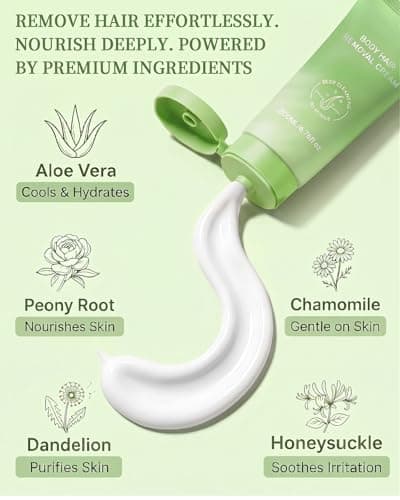 Hair Removal Cream for Women & Men, Gentle & Fast Body Hair Remover, Smooth Skin Finish, Suitable for Legs, Arms, Underarms & Bikini Area, Soothing Formula for Sensitive Skin - Thumbnail 3
