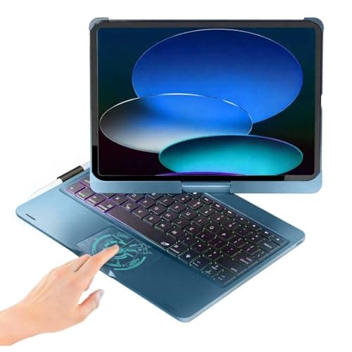 BABG for iPad 10th 11th (A16) Case with Keyboard&iPad Air 11(M4,M3,M2),360°Swivel,7 Use Modes,Rainbow Backlight Keyboard for iPad Pro 11(1st/2nd/3rd/4th Gen)&iPad Air 5th/Air 4th-Lake Blue - Image 1