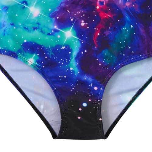 Purple Galaxy One Piece Swimsuit Adjustable Strap Beach Bathing Suit Cute 3D Graphic Swimming Suit for Pool Party 5-6 Y Ears - Thumbnail 4