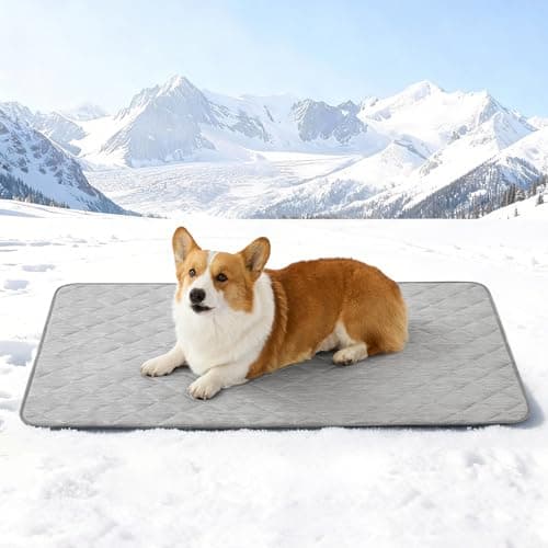 COZY KISS Dog Cooling Mat 32"x44" Q-Max>0.4, Waterproof Pet Cooling Pad, Leakproof & Non-Slip Dog Bed Cover, Washable Cooling Blanket for Medium Dogs, Crate, Sofa, Floor(Gray)