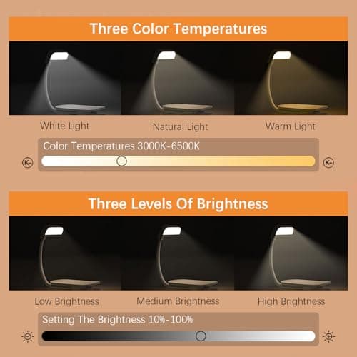 Choudao Tech Portable LED Reading Lights, Eye Caring 3 Color Temperatures and Dimming Brightness Book Lights, Lightweight USB Rechargeable Clip-On Lamp for Book Lovers Night Reading (White) - Thumbnail 2