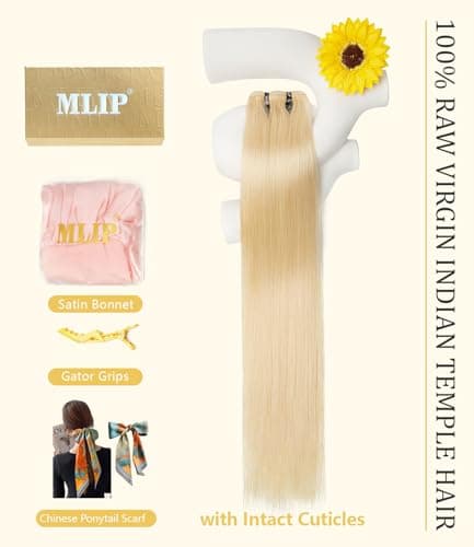 mlip Raw Indian Hair Bundle Straight, Enhanced Quality Bundle, 18A Virgin Hair 18 inches, No Tangle Shedding, Triple the Lifespan, Keep Texture Silky Soft After Multiple Washes, 613 Color - Thumbnail 6