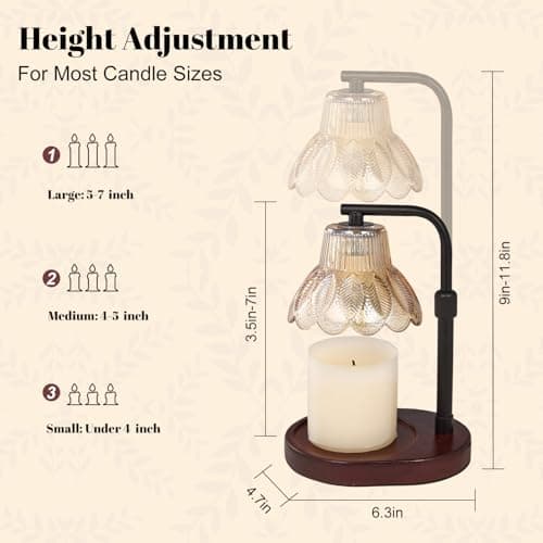 Celegete Candle Warmer Lamp with Timer and Dimmer-Candle Warming Lamp for House Warming Gifts,Brithday Gifts for Women Mom,Adjustable Height for Wax Warmer Lamp,Home Decor - Thumbnail 2
