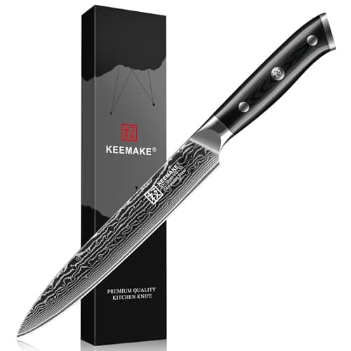 KEEMAKE Carving Knife for Meat, 8 Inch Ultra Sharp Damascus Kitchen Knives with G10 Ergonomic Handle, Brisket Knife for Meat Cutting, Japanese Knives for BBQ Ham Roast Turkey Vegetable - Image 1