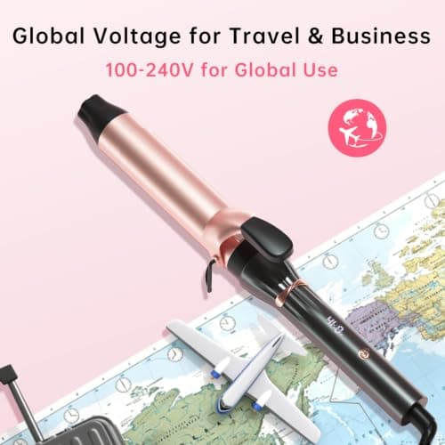 Hahahope Professional 1 1/2 Inch Curling Iron with Clamp - Large Barrel Curling Wand for Long Hair, Global Voltage, 7 Adjustable Heat Settings, Lightweight Design - Thumbnail 6