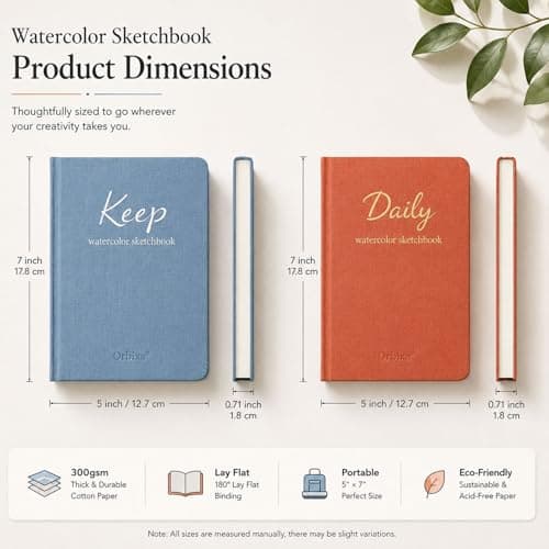 Watercolor Sketchbook Set of 2, Mini 5x7 Travel Watercolor Notebook, Portable Small Sketchbook for Painting, Cotton Paper for Artists, Beginners & Outdoor Use (Daily & Keep) - Thumbnail 5