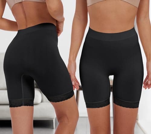 BATHRINS Slip Shorts Seamless Smooth Lace Under Shorts Anti Chafing Underwear for Women Under Dresses - Thumbnail 3