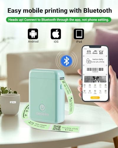 ORGBRO Label Maker Machine with Tape, X1 Portable Bluetooth Mini Label Printer, Support Pre-Cut & Continuous Label, Wireless Small Label Makers with Versatile App for School Home Office Organization - Thumbnail 5