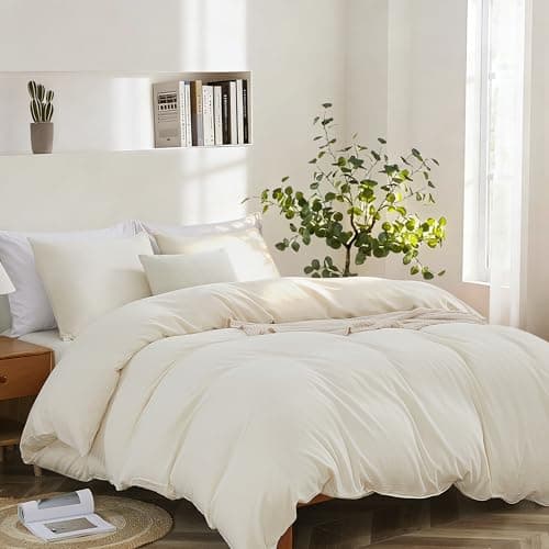 Oli Oli Anderson Duvet Cover Twin Size - 2 Pieces Washed Cotton Linen Duvet Cover Set - Soft Breathable Bedding Set with Zipper Closure for All Seasons, Comforter Not Included - Natural Linen, Twin - Thumbnail 3