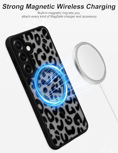 Aitipy Compatible with MagSafe Case for Samsung Galaxy S24 FE, Cute Black Cheetah Aesthetic Pattern Magnetic Design Phone Case, Soft TPU Protective Phone Cover for Women Girls-Leopard Print - Thumbnail 4