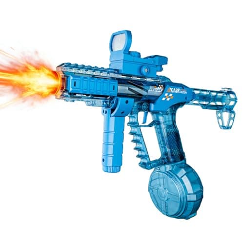 QAONIE Electric Water Blaster with Light Effects - Full Auto Continuous Action, Transparent Design, Water Blaster Pistol Toy for Summer Swimming Pool Beach Outdoor Activity. (Blue) - Image 1