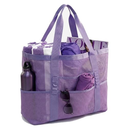 JOYPICKS Mesh Beach Bag-Large Beach Tote for Women with Zipper Pocket, pool cruise travel swim, Toys & Vacation Essentials - Image 1