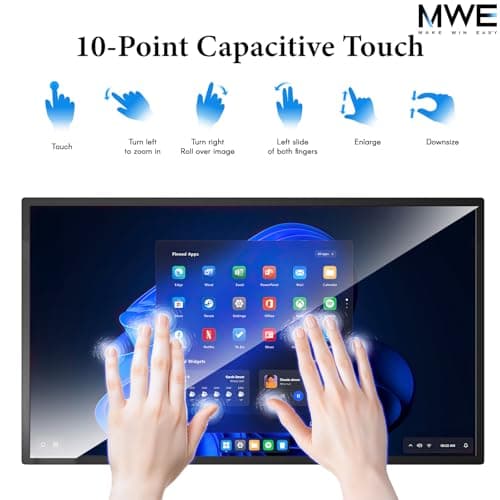 MWE 21.5 inch Wall Mount Digital Signage, FHD Touchscreen Monitor Android 14, Multi-Touch Screen Smart Split, Commercial Advertising Display, Time Switch, CMS Management, HD-MI/ USB/ WiFi/ for Windows - Thumbnail 2