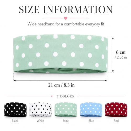 LAGWIUY Polka Dot Headband for Women, 5 Pack - Thumbnail 2