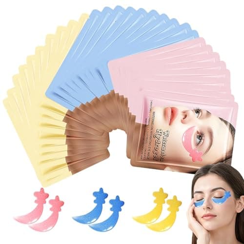 30 Pairs Under Eye Patches,Tri-color Star Under Eye Mask Patches for Sleepover Party,Cooling Eye Patches for Puffy Eyes and Dark Circles,Blueberry+Watermelon+24K Gold Hydrogel Overnight Eye Patches - Image 1