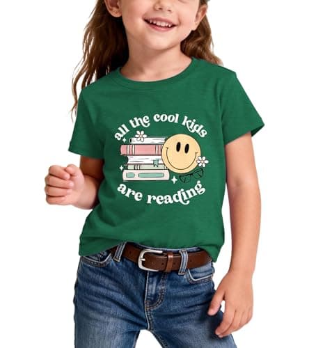 Reading Book Shirt Kid-All The Cool Kids are Reading Short Sleeve Toddler Read Tee Tops for Boy Book Lovers Shirt Girl - Thumbnail 4