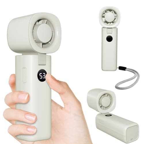 Handheld Portable Turbo Fan, [20000RPM 5 Gear Cooling], 4000mAh USB Rechargeable Battery, Adjustable Digital Display Mini Small Pocket Fan, Gifts for Women Men Outdoor Activities, Travel, Working - Image 1