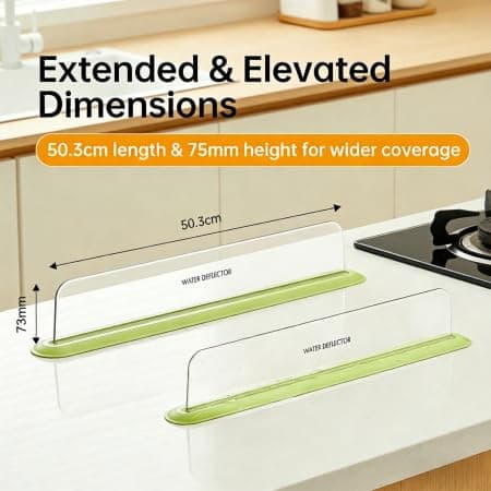 Kitchen Sink Splash Guard, Strong Suction Cup Design, Transparent PET Material, Tool-Free Installation, 19.8Inch(50.3cm) Length for Kitchen & Bathroom, Keeps Countertop Dry & Tidy - Thumbnail 3