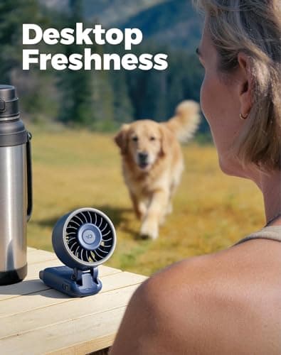Diveblues Portable Handheld Fan, 7.4m/s High Speed Turbo Fan, 180° Foldable 4-in-1 Personal Neck Fan Integrated Carabiner Clip, 100 Speed Stepless Control, USB-C Rechargeable, 12H Battery, Fanzy D6036 - Thumbnail 6