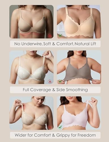 Tarbo Women Comfortable Bras Jelly Wireless Seamless No Underwire Push Up Bra Support and Lift Bralettes Full Coverage T Shirts Sleep Bralette Pink XL - Thumbnail 5