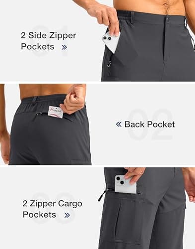 Pudolla Men's Hiking Shorts 11" Lightweight Cargo Work Shorts for Men Summer Travel Golf Casual Outdoor with 5 Pockets(Deep Grey X-Large) - Thumbnail 4