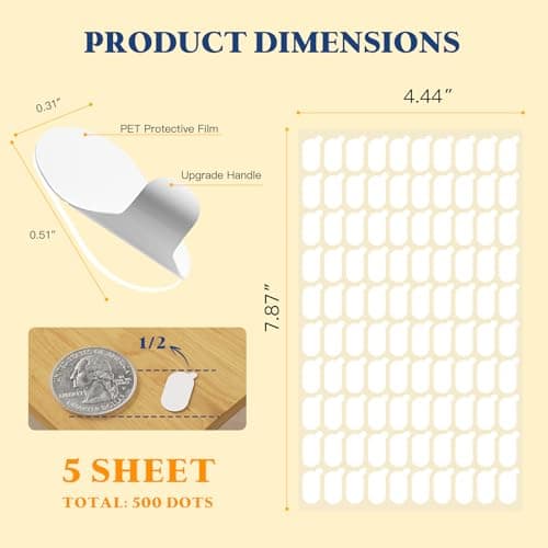 Adhesive Sticky Dots, Putty Sticky Tack, Double Sided Mounting Glue Dots for Wall Hanging, Crafts, Balloons, Poster, Festival, Party, Decorations - 500 Dots - Thumbnail 2