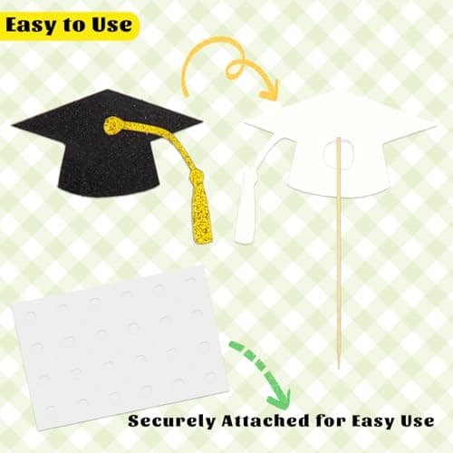 Oeyliz Graduation Cupcake Toppers 2026 Graduation Theme Cupcake Toppers Glitter 2026 Grad Cap Congrats Grad Diploma Cupcakes Toppers 24 PCS For 2026 Graduation Cake Decorations Supplies Gold - Thumbnail 6