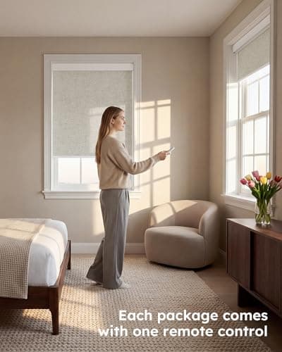 Tailorvibe Motorized Blinds with Remote, 100% Blackout Electric Blinds, Smart Shades for Alexa/Google/Homekit, Automatic Window Roller Shades for Bedroom(Flax-Natural Linen, 30" W x 72" H) - Thumbnail 4