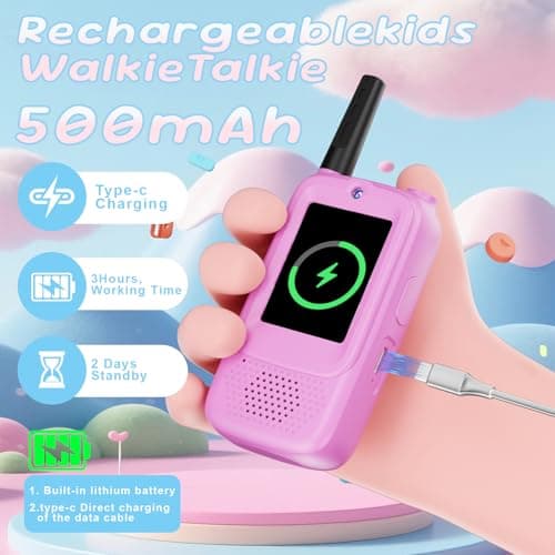 Kids Video Walkie Talkies Toy (Pink-Blue) - Thumbnail 4