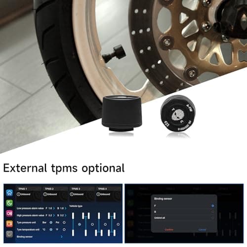 AlienRider M2PRO-200 Motorcycle Streaming Smart System,Wireless Connectivity CarPlay/Android Auto,Rear-View Streaming Lane Change Assist,1080P,G-Sensor,TPMS(Host+Tpms+ Cameras) - Thumbnail 6
