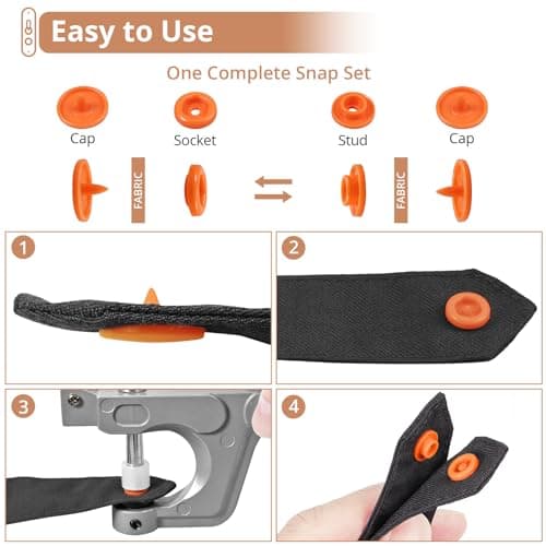 Kamtop Snaps and Snap Pliers Set, 408 Sets T5 Plastic Snap Buttons 24 Colors, Snap Fasteners Snap Press Pliers Snaps Starter Kit Snap Setter Tool for Clothes Sewing Bibs Rain Coat DIY Crafting - Thumbnail 3