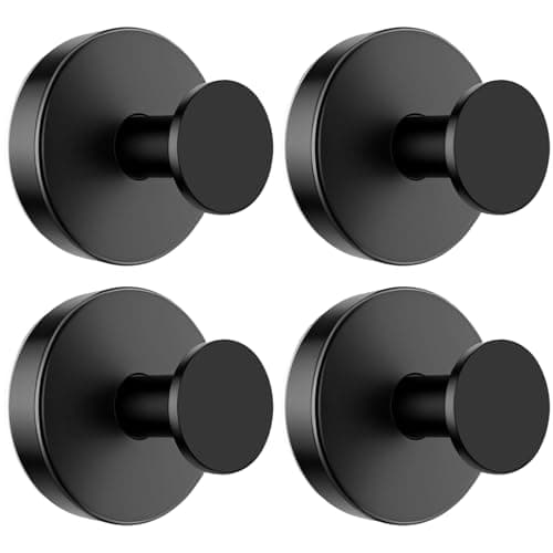 BKV Suction Cup Hooks for Glass Window,Removable Shower Hooks for Inside Shower,Metal Towel Hooks for Bathrooms,4 Pack(Black) - Image 1