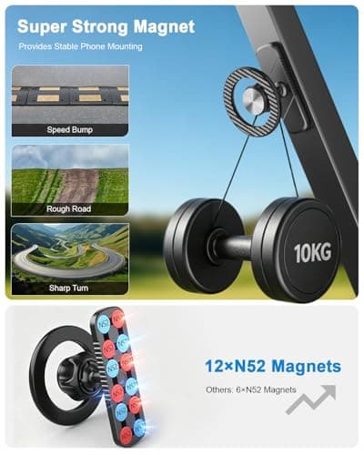 Xitalia Magnetic Golf Cart Phone Holder for MagSafe iPhone, 360° Rotation Alloy Mount, Hands-Free Golf Cart Phone Stand, Golf Accessories Gifts for Men Dad Husband, Birthday & Holiday Golf Gadgets - Thumbnail 4
