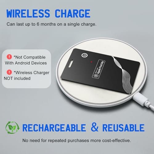 Wallet Tracker Card, Rechargeable Finder, Works With Apple Find My (iOS Only), Thin GPS Item Locator for Wallets, Luggage and More, IP68 Waterproof (Black) - Thumbnail 5