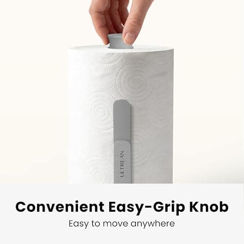 Ultrean Paper Towel Holder Countertop, Freestanding Paper Towel Dispenser with Spring-Loaded Arm for One-Handed Tear, Weighted Non-Slip Base, Stainless Steel for Kitchen - Thumbnail 5