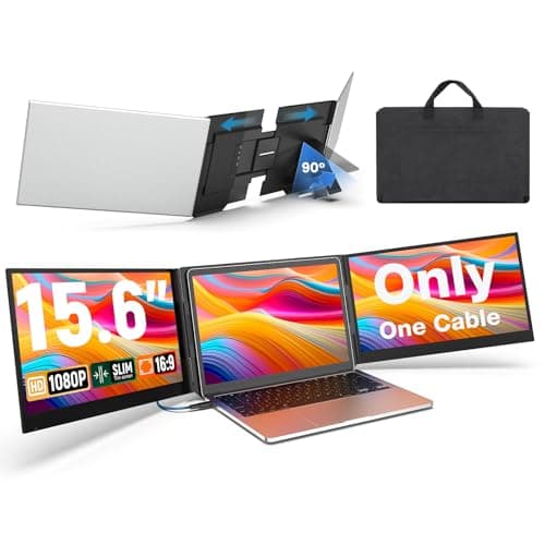UK BONITOYS Laptop Screen Extender, 15.6" 1080P FHD IPS Display, One Cable Triple Monitor for 13"-17.3" Laptops, Driver Required, Laptop Monitor Extender Compatible with Windows, Mac, Chrome - Image 1