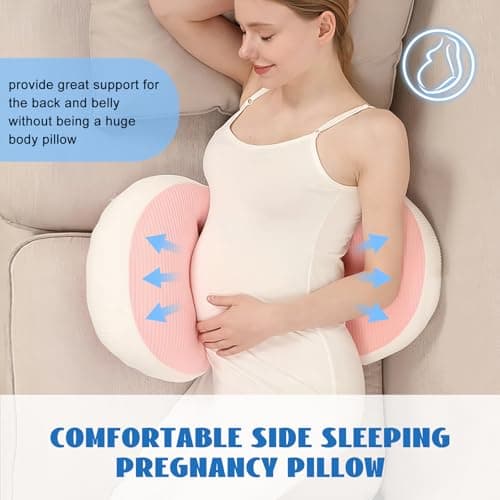 KGAUT Pregnancy Pillow for Pregnant Women, Memory Foam Pillow for Side Sleeper, Maternity Pillow Support for Back, Belly, HIPS, and Legs, Portable and Adjustable Travel Wedge Pillows Pink - Thumbnail 2