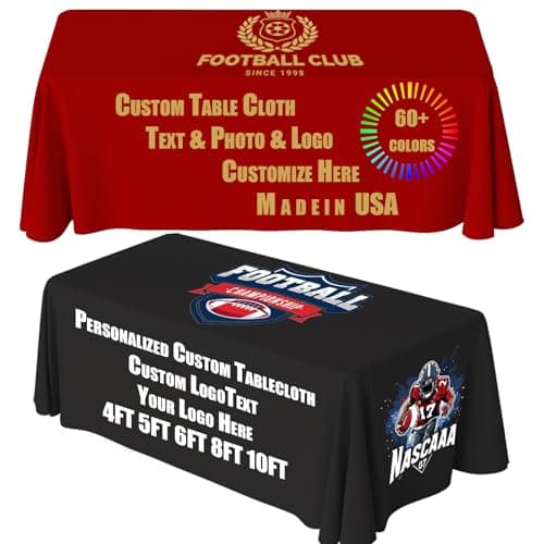 YOUYINYOU Personalized Custom Table Cloth with Logo Image Text 4/5/6/8/10FT for Business Tradeshow Events Company School Shop Welfare Organization Other Important Events (72 x 30（6FT）) - Image 1
