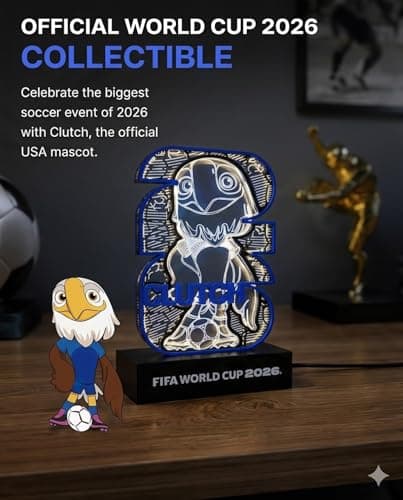 United States Mascot Clutch Official Licensed FIFA World Cup 2026 Collectible & Decorations Figurine Display, USA Soccer Ball Memorabilia for Fans, LED Desk Decor, World Cup Gift Father's Day - Thumbnail 6