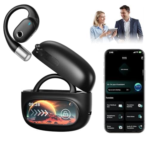 AI Translation Earbuds Real Time,LCD Touchsreen,164 Language Translator Earbuds,70 Hours Audifonos Traductores Inglés Español,Noise Cancelling Translation Headphones with Audio and Video Calls,IPX7 - Image 1