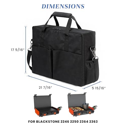 Griddle Carrying Bag for Blackstone Adventure Ready 12"x14" and 20"x14" 2-Burner Propane Camping Griddles, Portable Storage Case, Heavy Duty Weatherproof Protective Cover for Camping, BBQ, Tailgating - Thumbnail 2