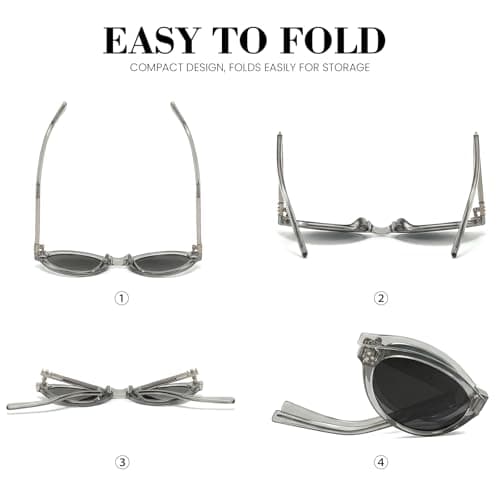 SODQW Foldable Vintage Oval Sunglasses for Women – UV400 Protection, Easy Storage for Travel, Beach & Everyday Wear - Thumbnail 5