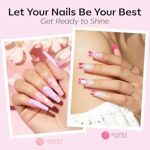modelones Pink Gel Nail Polish Set,Hema-Free Light Pink White Hot Pink Gel Polish Kit Magenta Purple Shimmer LED 6 Colors 2026 Spring Easter Nail Art Gift Salon DIY Starter Kit - Thumbnail 4