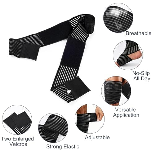 Wrap Around Calf Brace, Adjustable Elastic Bandage Sleeve for Lower Legs, Thigh, Ankle, Compression Sleeves Support for Varicose Veins, Edema, Swelling, Soreness, Shin splints, 1 Pair Calf Guards 70.87″‌ Black - Thumbnail 6