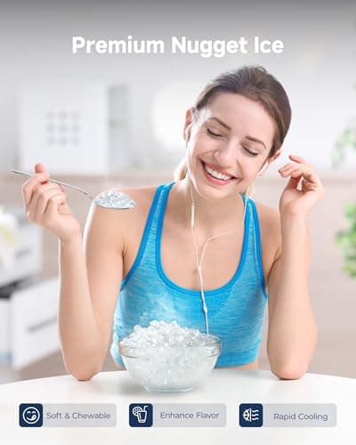 ICEVIVAL Under Counter Nugget Ice Maker, 70 lbs/Day Nugget Ice Machine, Built-in or Freestanding Ice Maker with 2-Drawer Ice Baskets, Auto-Cleaning & 24H Timer for Home and Bar Use - Thumbnail 2