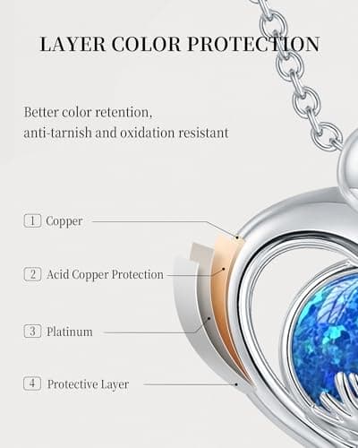 You Matter Hug Heart Opal Pendant Necklace for Women, Silver Plated Copper Alloy Embrace Necklace, Reversible Dainty Blue Opal Jewelry, Inspirational Daily Wear Piece for Birthday, Anniversary, Christmas Gifting Occasions - Thumbnail 4