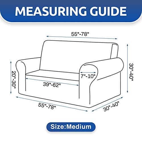 KEKUOU Stretch Loveseat Sofa Cover Slipcover,Couch Covers for 2 Cushion Couch Sofa (55"-78") Furniture Protector Sofa with Elastic Bottom for Kids,Dog. Jacquard Small Checked (Medium,Peacock Blue) - Thumbnail 4