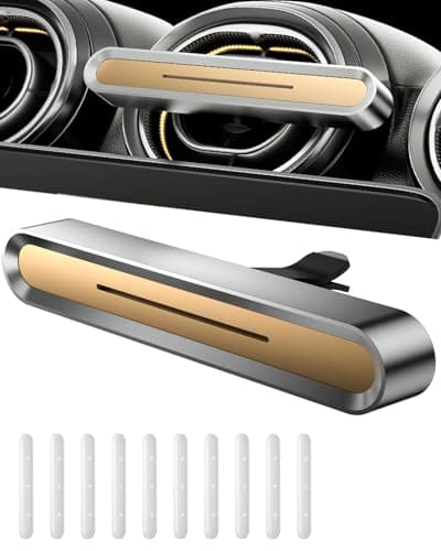 Tmengdao Car Diffusers for Essential Oils,Car Fragrance Diffuser Vent Clips, Includes 4 Scented Essential Oil Sticks and 6 Unscented DIY Refill Sticks (Golden, Fresh & Energizing)