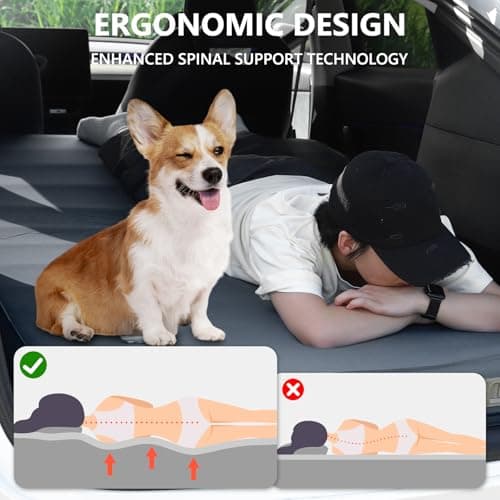 BREVITRIP Camping Air Mattress Tesla Model Y Mattress 4" Ultra Thick Tesla Model Y Air Mattress Self Inflating Sleeping Bed with Pump Portable SUV Air Mattress Car Bed Camping Gray - Thumbnail 2