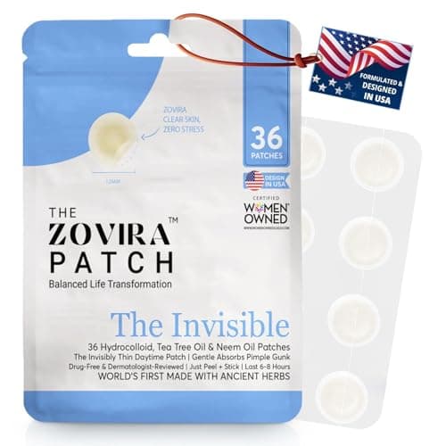 Zovira Invisible Pimple Patches (36 Count) – Ultra Thin Hydrocolloid Acne Patch for Daytime, Tapered Edges, Helps Reduce Redness in 15 Min, For Sensitive Skin - Image 1